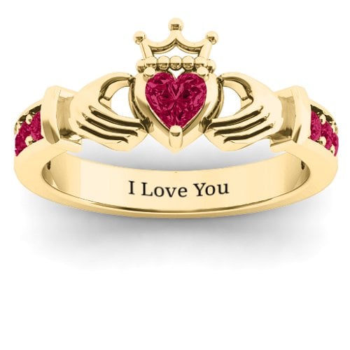 Classic Claddagh Heart Cut Ring with Accents