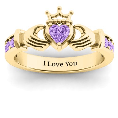 Classic Claddagh Heart Cut Ring with Accents
