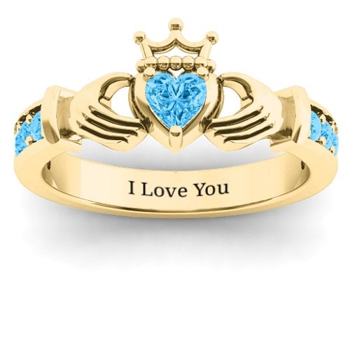 Classic Claddagh Heart Cut Ring with Accents