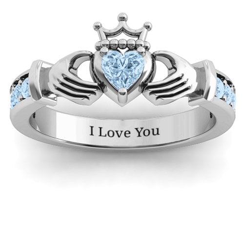 Classic Claddagh Heart Cut Ring with Accents