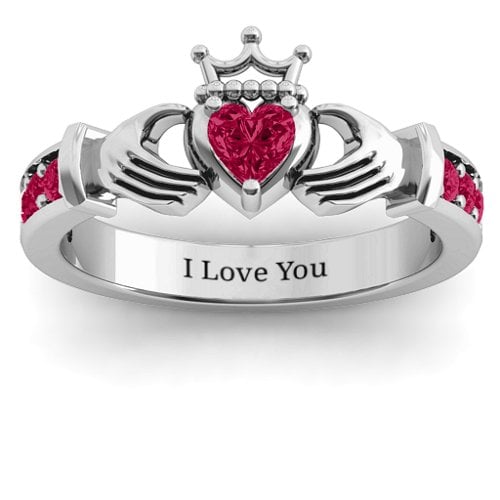 Classic Claddagh Heart Cut Ring with Accents