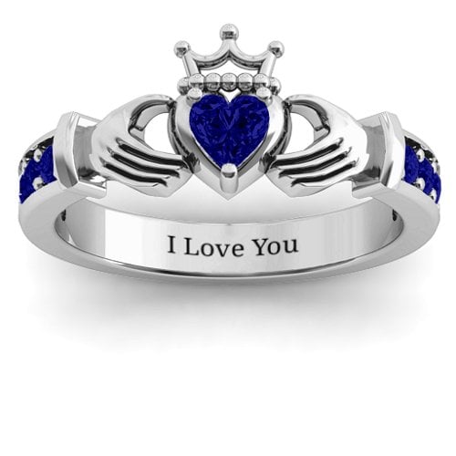 Classic Claddagh Heart Cut Ring with Accents