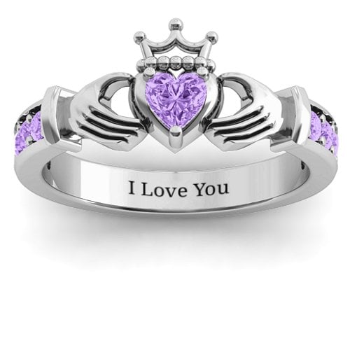 Classic Claddagh Heart Cut Ring with Accents