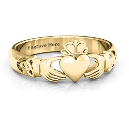 Celtic Knotted Claddagh Ring in 14K Solid Yellow Gold