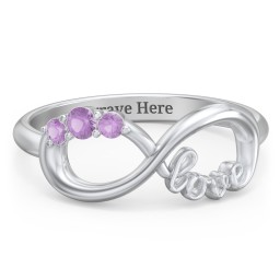 Birthstone Infinity Love Ring in 925 Sterling Silver with Amethyst