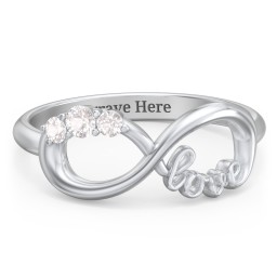 Birthstone Infinity Love Ring in 925 Sterling Silver with Cubic Zirconia