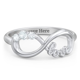 Birthstone Infinity Love Ring in 925 Sterling Silver with Aquamarine