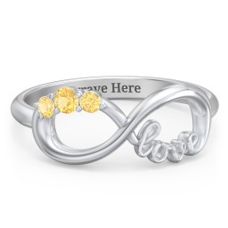 Birthstone Infinity Love Ring in 925 Sterling Silver with Citrine