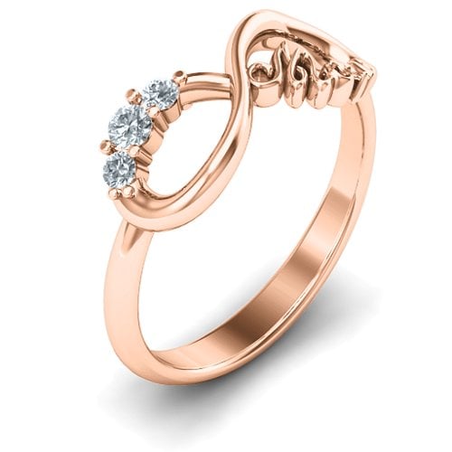 Mom's Infinite Love with Stones Ring – 10K Rose Gold with Cubic Zirconia