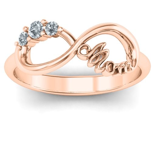 Mom's Infinite Love with Stones Ring – 10K Rose Gold with Cubic Zirconia