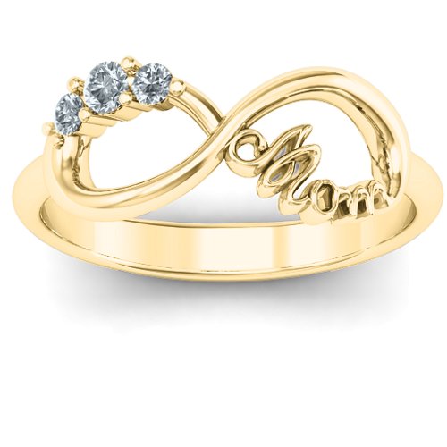 Mom's Infinite Love with Stones Ring – 10K Yellow Gold with Cubic Zirconia