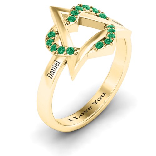 Adoption Ring – 10K Yellow Gold with Green Premium Zirconia