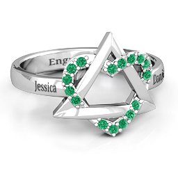 Adoption Ring in 925 Sterling Silver with Green Premium Zirconia