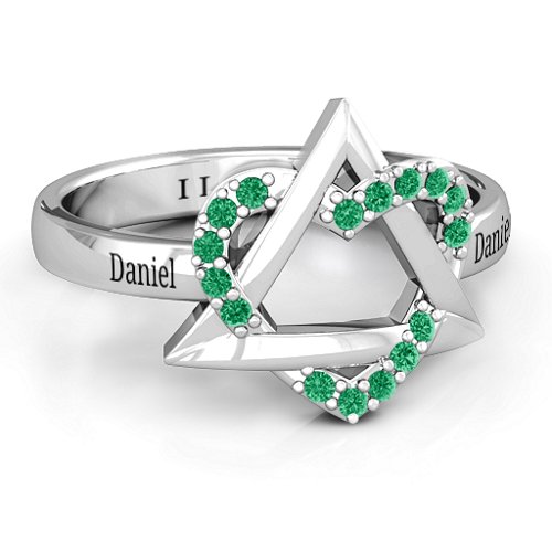Adoption Ring – Sterling Silver with Green Premium Zirconia