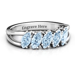 Angled Marquise Ring in 925 Sterling Silver with Aquamarine