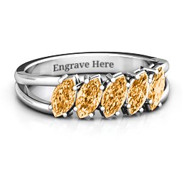 Angled Marquise Ring in 925 Sterling Silver with Citrine