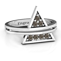 Triangle of Glam Geometric Ring in 925 Sterling Silver with Smokey Quartz