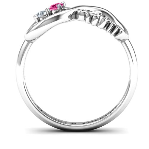 Mum's Infinite Love with Stones Ring – Sterling Silver with Cubic Zirconia and Ruby