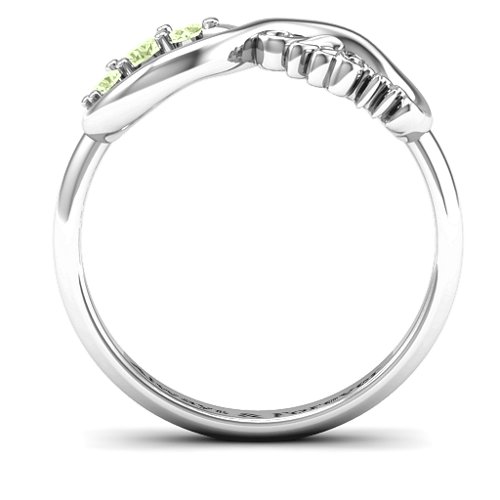 Mum's Infinite Love with Stones Ring – Sterling Silver with Peridot