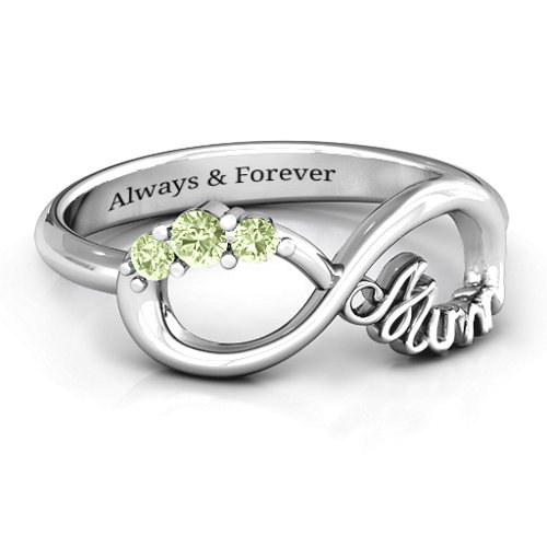 Mum's Infinite Love with Stones Ring – Sterling Silver with Peridot