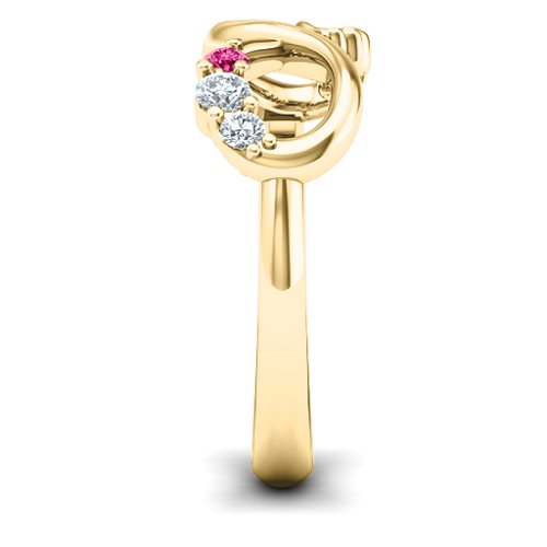 Mum's Infinite Love with Stones Ring – 10K Yellow Gold with Diamond and Ruby