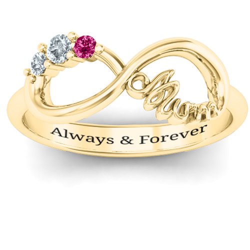 Mum's Infinite Love with Stones Ring – 10K Yellow Gold with Diamond and Ruby