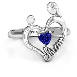 Unbreakable Bond Heart Ring in 925 Sterling Silver with Blue Sapphire