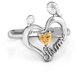 Unbreakable Bond Heart Ring in 925 Sterling Silver with Citrine