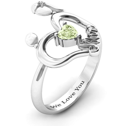 Unbreakable Bond Heart Ring – Sterling Silver with Peridot