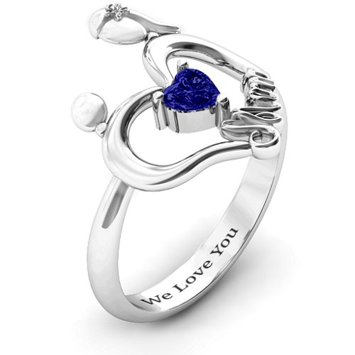 Unbreakable Bond Heart Ring – Sterling Silver with Blue Sapphire