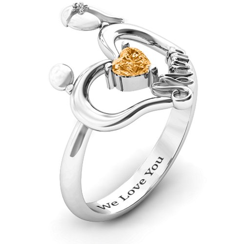 Unbreakable Bond Heart Ring – Sterling Silver with Citrine