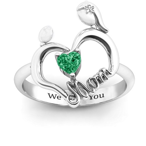 Unbreakable Bond Heart Ring – Sterling Silver with Emerald