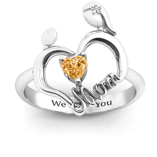 Unbreakable Bond Heart Ring – Sterling Silver with Citrine