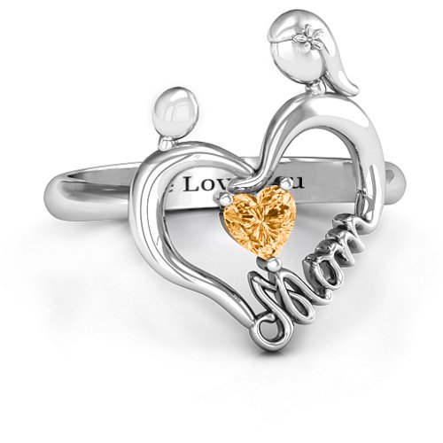 Unbreakable Bond Heart Ring – Sterling Silver with Citrine