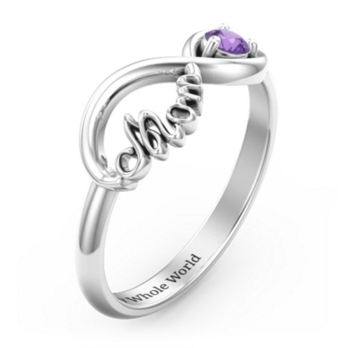 Mom's Infinity Ring – Sterling Silver with Amethyst