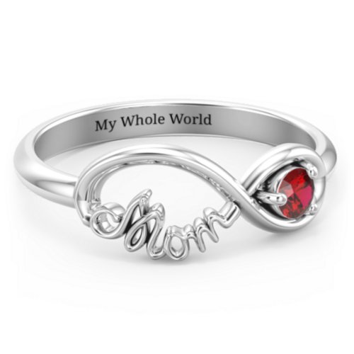 Mom's Infinity Ring – Sterling Silver with Garnet