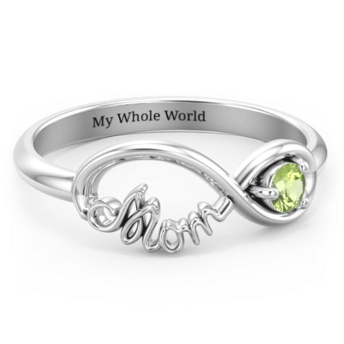 Mom's Infinity Ring – Sterling Silver with Peridot