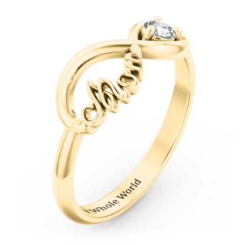 Mom's Infinity Ring – 10K Yellow Gold with Diamond