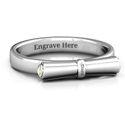 Diploma Scroll Graduation Ring in 925 Sterling Silver with Peridot