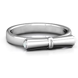 Diploma Scroll Graduation Ring in 925 Sterling Silver with Opal