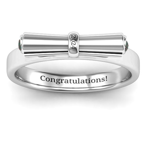 Diploma Scroll Graduation Ring – Sterling Silver with Alexandrite