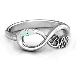 BFF Friendship Infinity Ring with 2 - 7 Stones