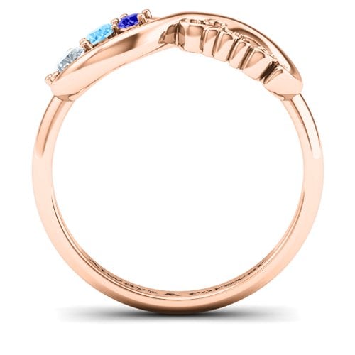 2-4 Stone Sisters Infinity Ring – 10K Rose Gold with Cubic Zirconia, Blue Topaz, and Blue Sapphire