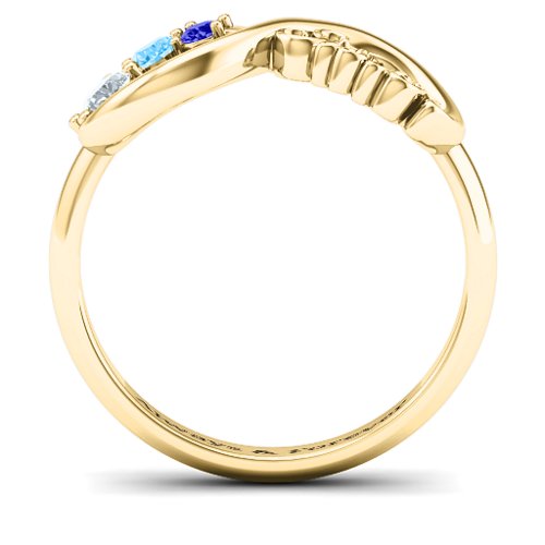 2-4 Stone Sisters Infinity Ring – 10K Yellow Gold with Cubic Zirconia, Blue Topaz, and Blue Sapphire