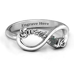 Sweet 16 with Birthstone Infinity Ring in 925 Sterling Silver with Alexandrite