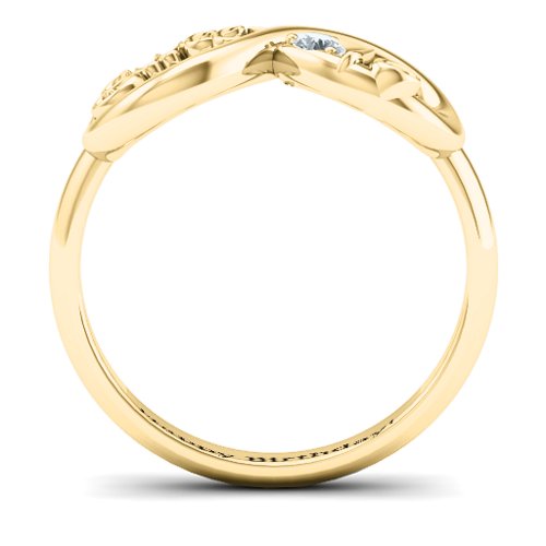 Sweet 16 with Birthstone Infinity Ring – 10K Yellow Gold with Diamond