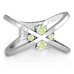 4 Stone Crossover Ring