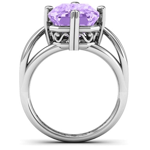 Twisted Shank Emerald Cut Stone with Filigree Ring