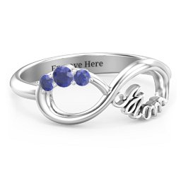 Mom's Infinite Love Ring with 2-10 Stones in 925 Sterling Silver with Blue Sapphire, Cubic Zirconia, Citrine, Pink Tourmaline, and Fancy Brown Premium Zirconia