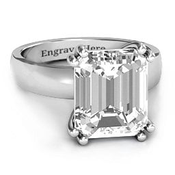 Basket Set Emerald Cut Ring in 925 Sterling Silver
